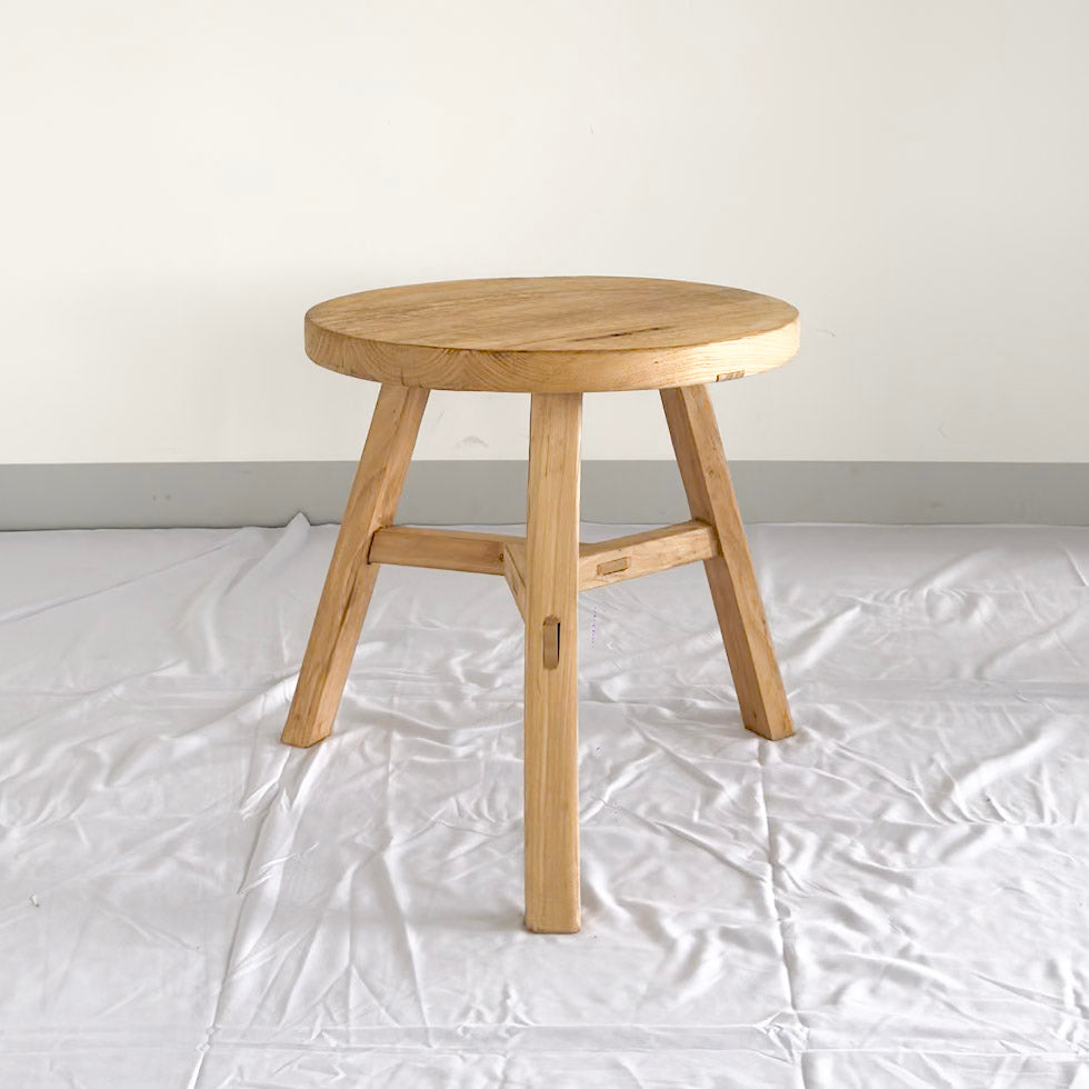 Low Round Elm Side Table | Reclaimed