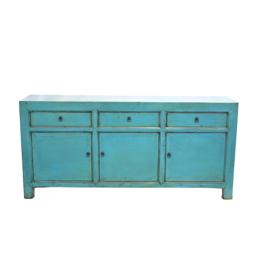 Lacquered Elm 3 Drawer 3 Door Buffet | Teal_Asian Tide_Wholesale Furniture Supplier