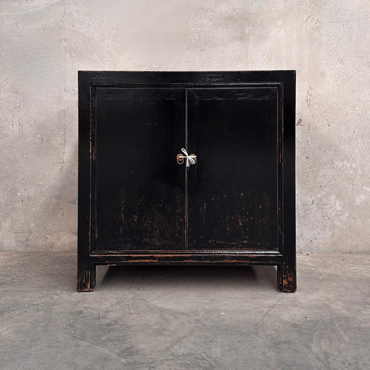2 Door Cabinet | Distressed Black