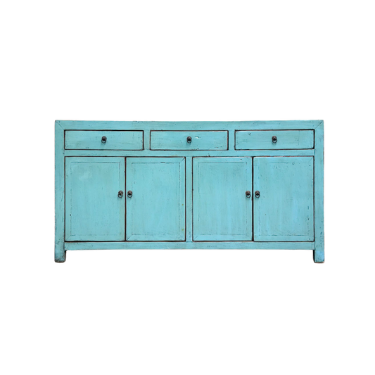 Lacquered Elm 3 Drawer 4 Door Buffet | Teal
