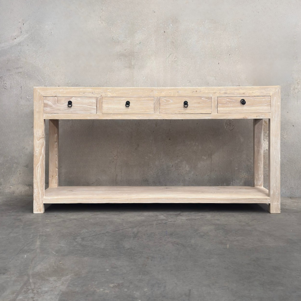 4 Drawer Console with Shelf | Ceruse