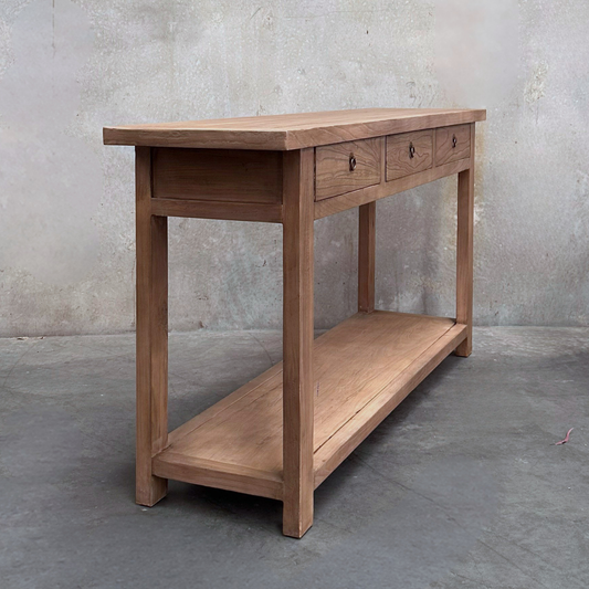 3 Drawer Console Overhang | Light Brown