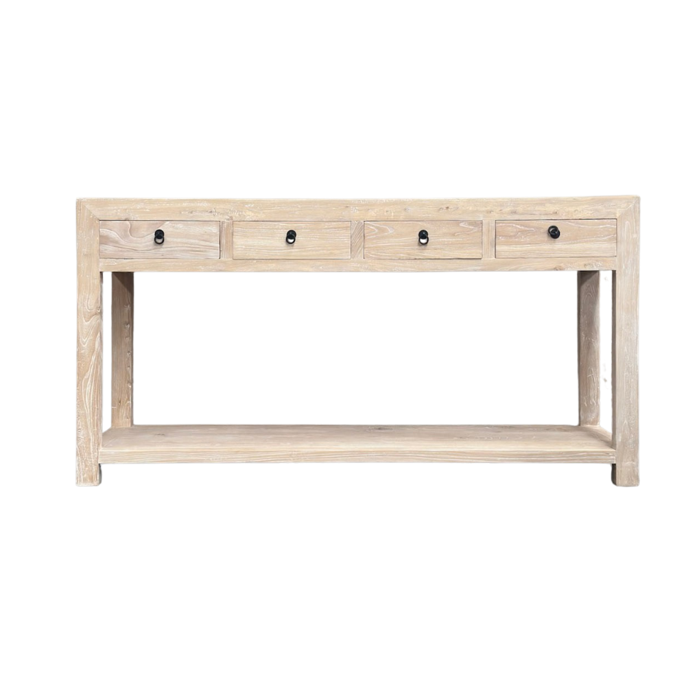 4 Drawer Console with Shelf | Ceruse