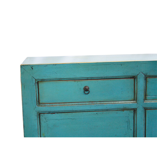 Lacquered Elm 3 Drawer 3 Door Buffet | Teal_Asian Tide_Wholesale Furniture Supplier