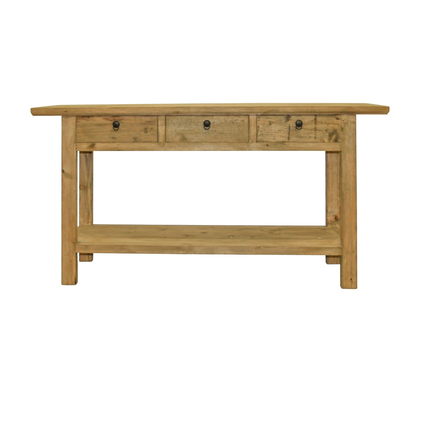 3 Drawer Console with Shelf Overhang | Reclaimed