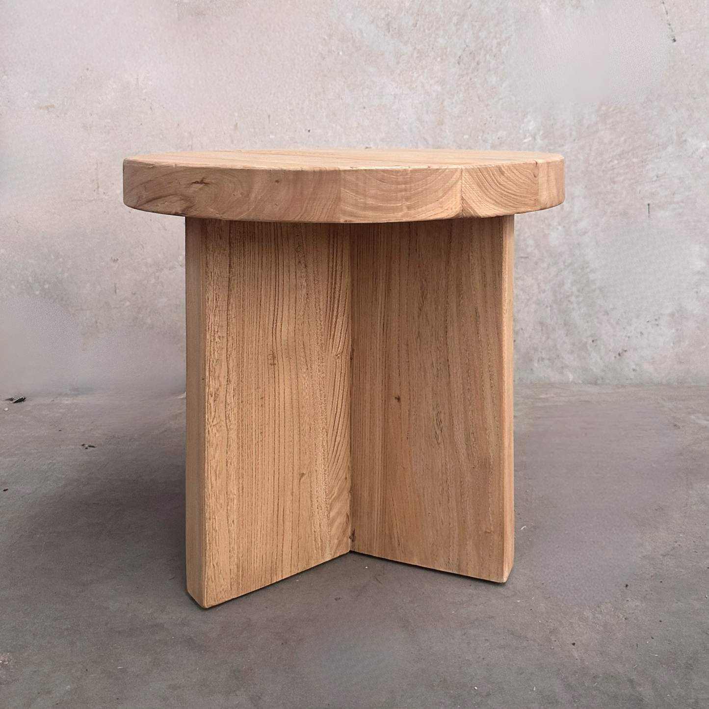 Round Panelled Side Table (50) | Natural