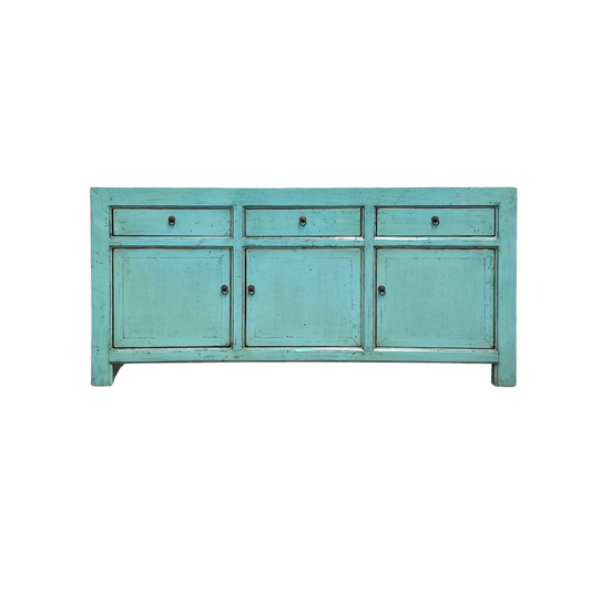 Lacquered Elm 3 Drawer 3 Door Buffet | Teal