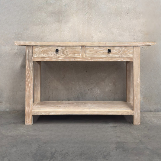 2 Drawer Overhang Console with Shelf | Ceruse