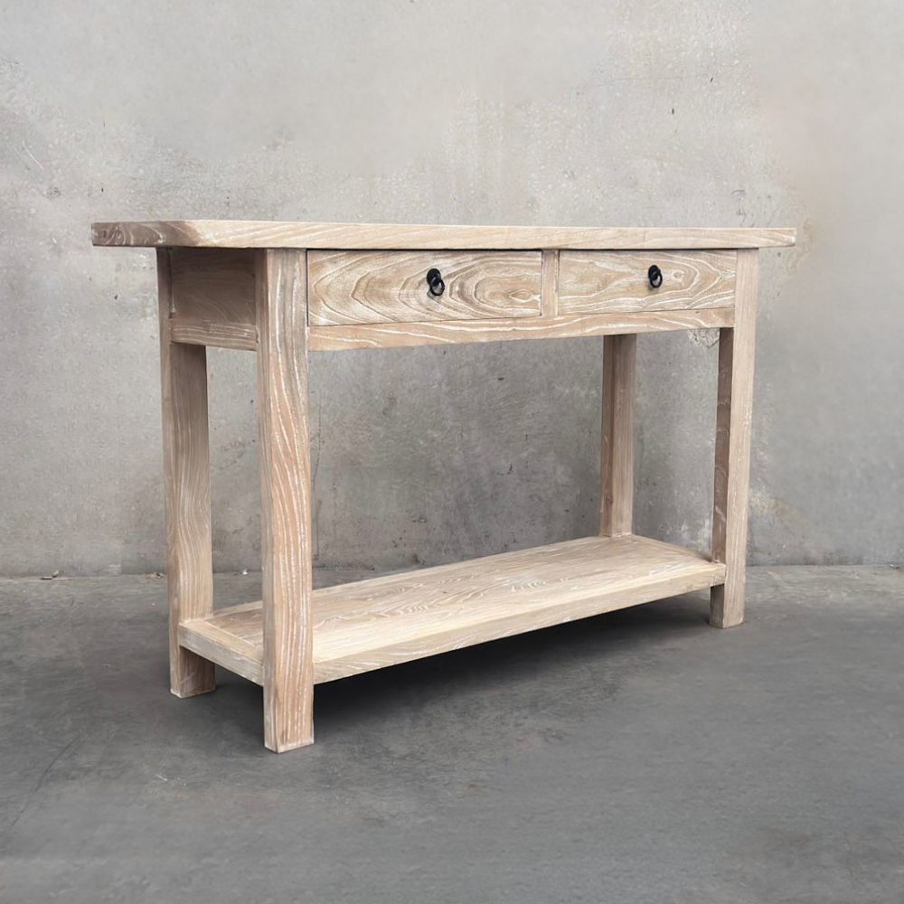 2 Drawer Console Overhang | Ceruse