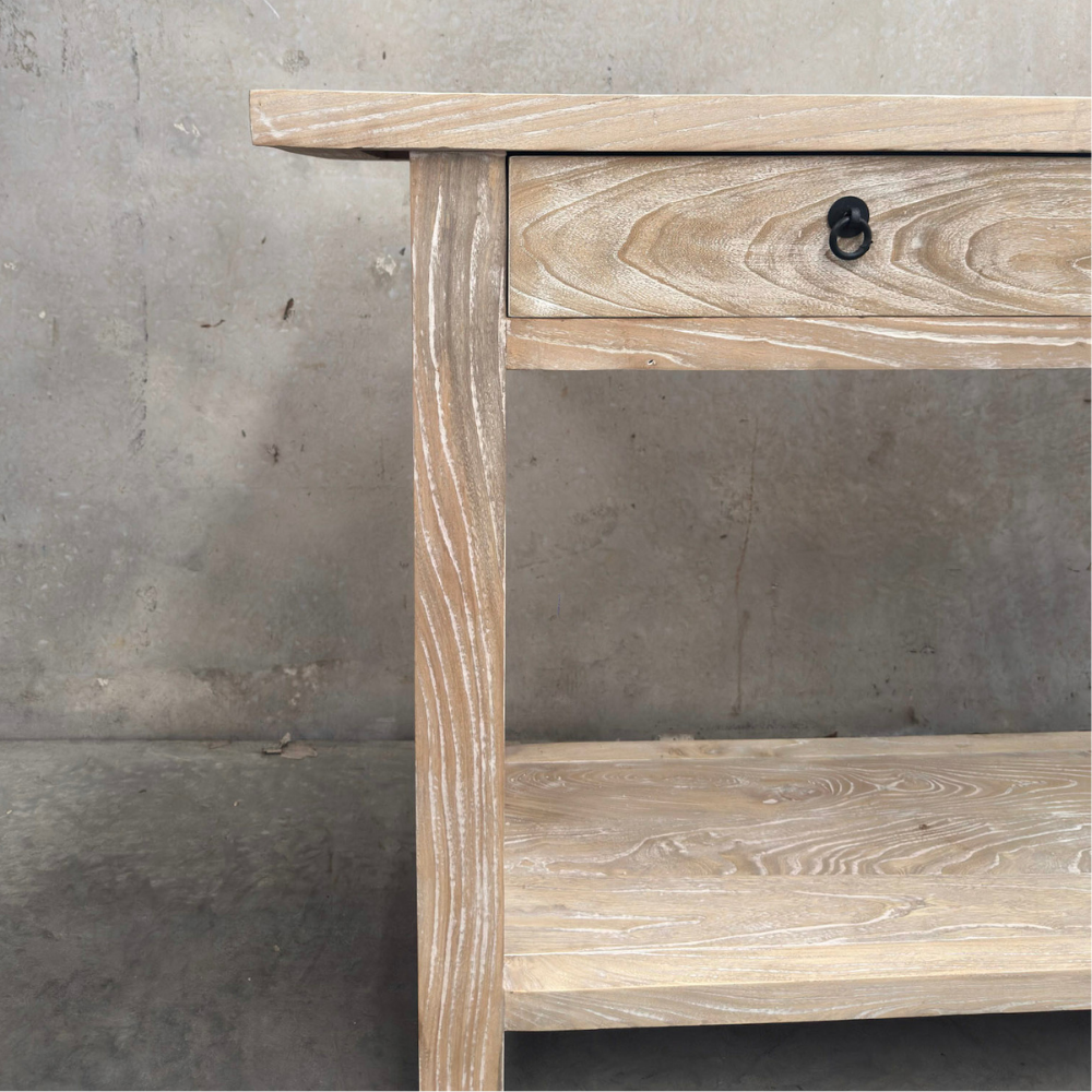 2 Drawer Console Overhang | Ceruse