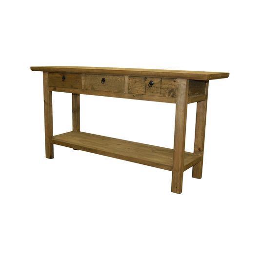 3 Drawer Console with Shelf Overhang Asian Tide