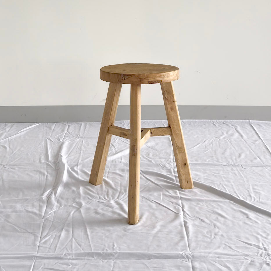 Low Round Elm Stool | Reclaimed