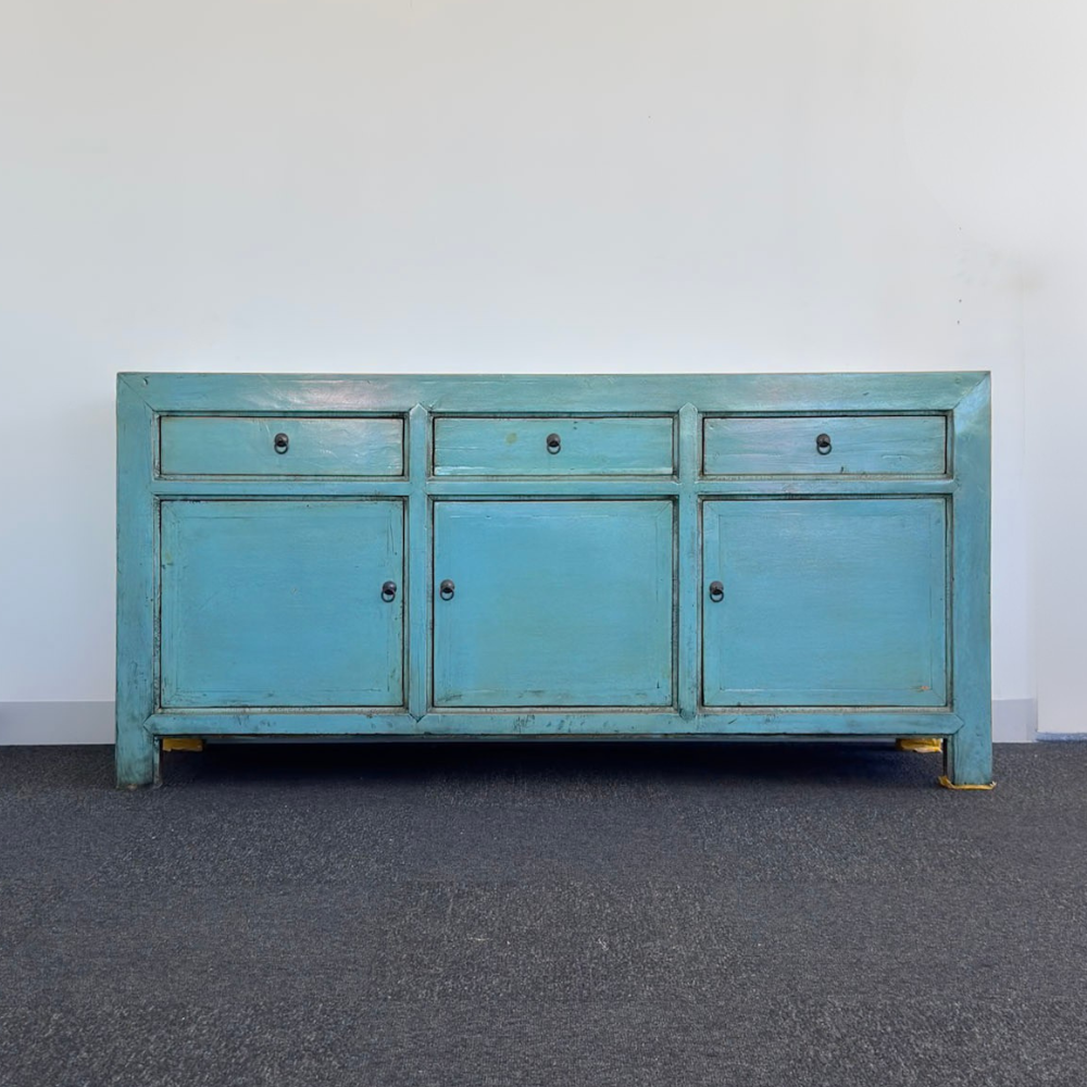 3 Drawer 3 Door Teal Buffet | Painted
