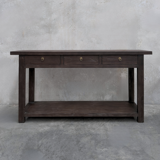 3 Drawer Console Overhang | Dark Brown