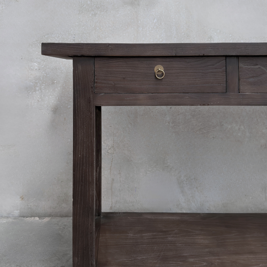 3 Drawer Console Overhang | Dark Brown