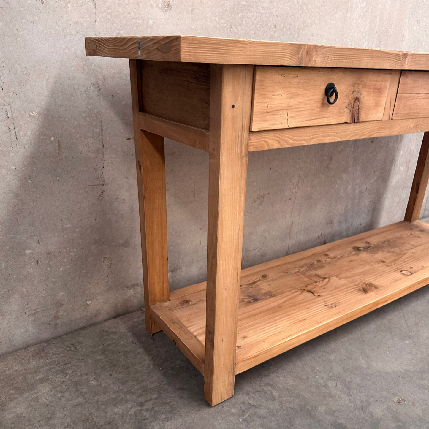 3 Drawer Console Overhang with Shelf | Rustic