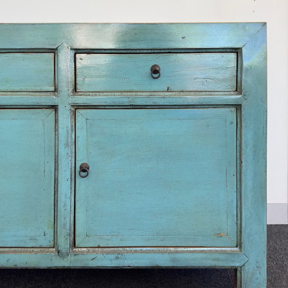 3 Drawer 3 Door Teal Buffet | Painted
