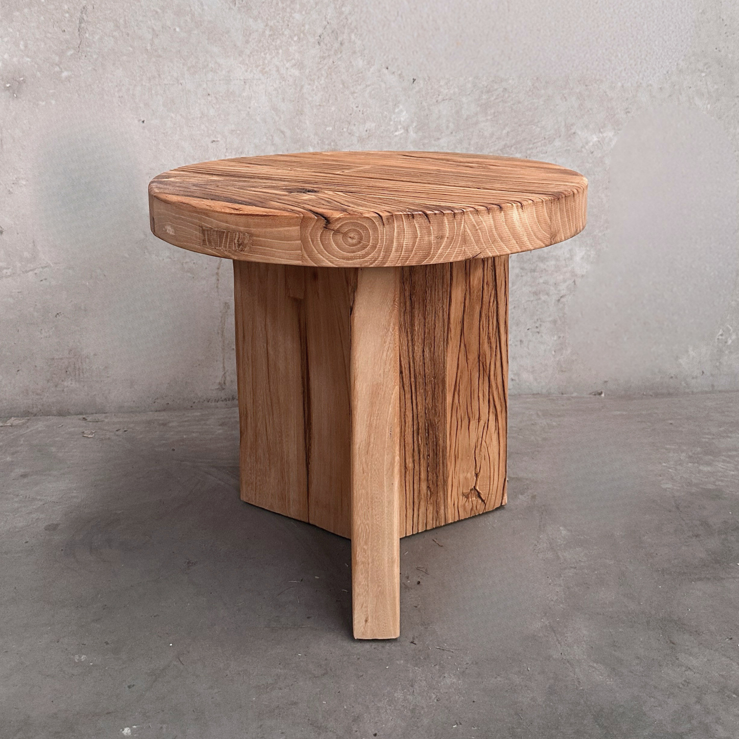 Round Panelled Side Table (50) | Rustic