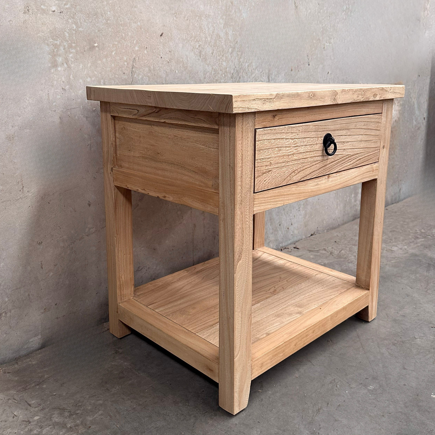 1 Drawer No Door Overhang Bedside with Shelf | Natural