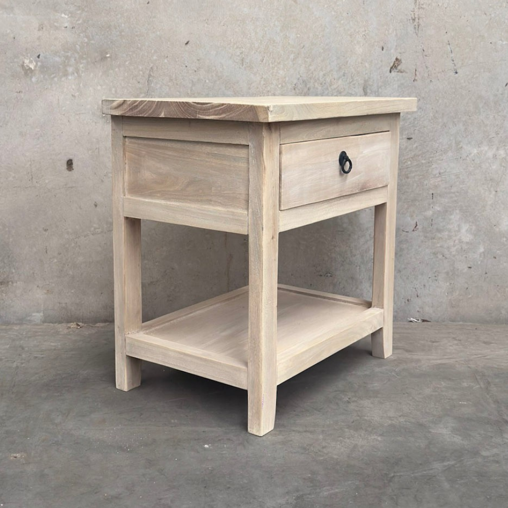 1 Drawer No Door Overhang Bedside with Shelf | Ceruse
