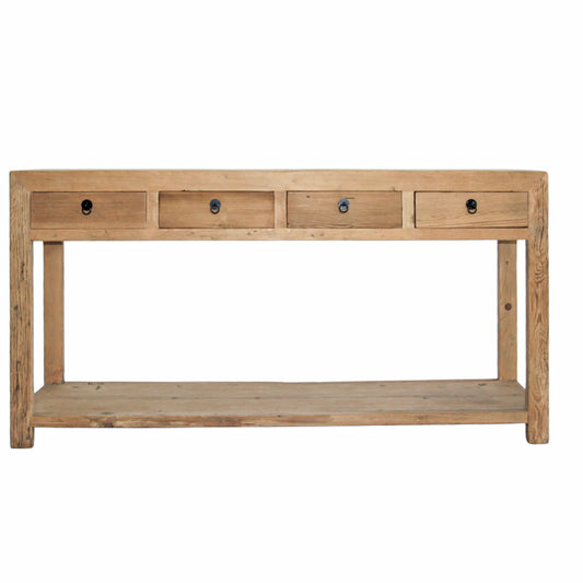 4 Drawer Console with Shelf | Reclaimed