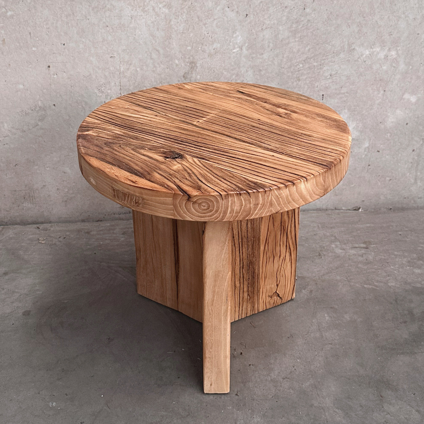 Round Panelled Side Table (50) | Rustic