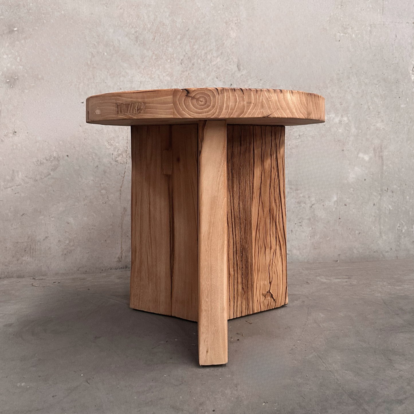 Round Panelled Side Table (50) | Rustic