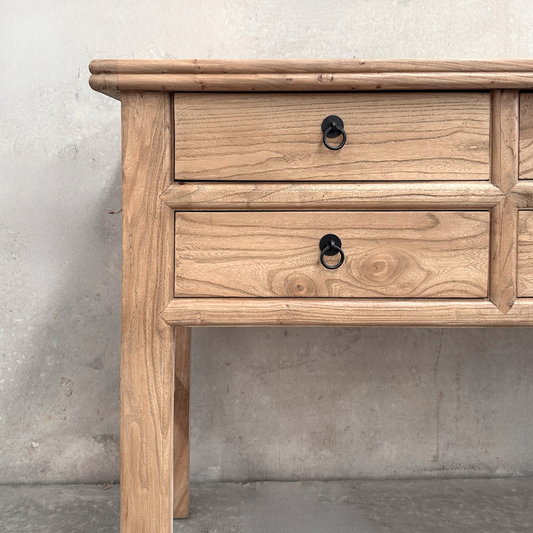 6 Drawer Console Overhang | Natural