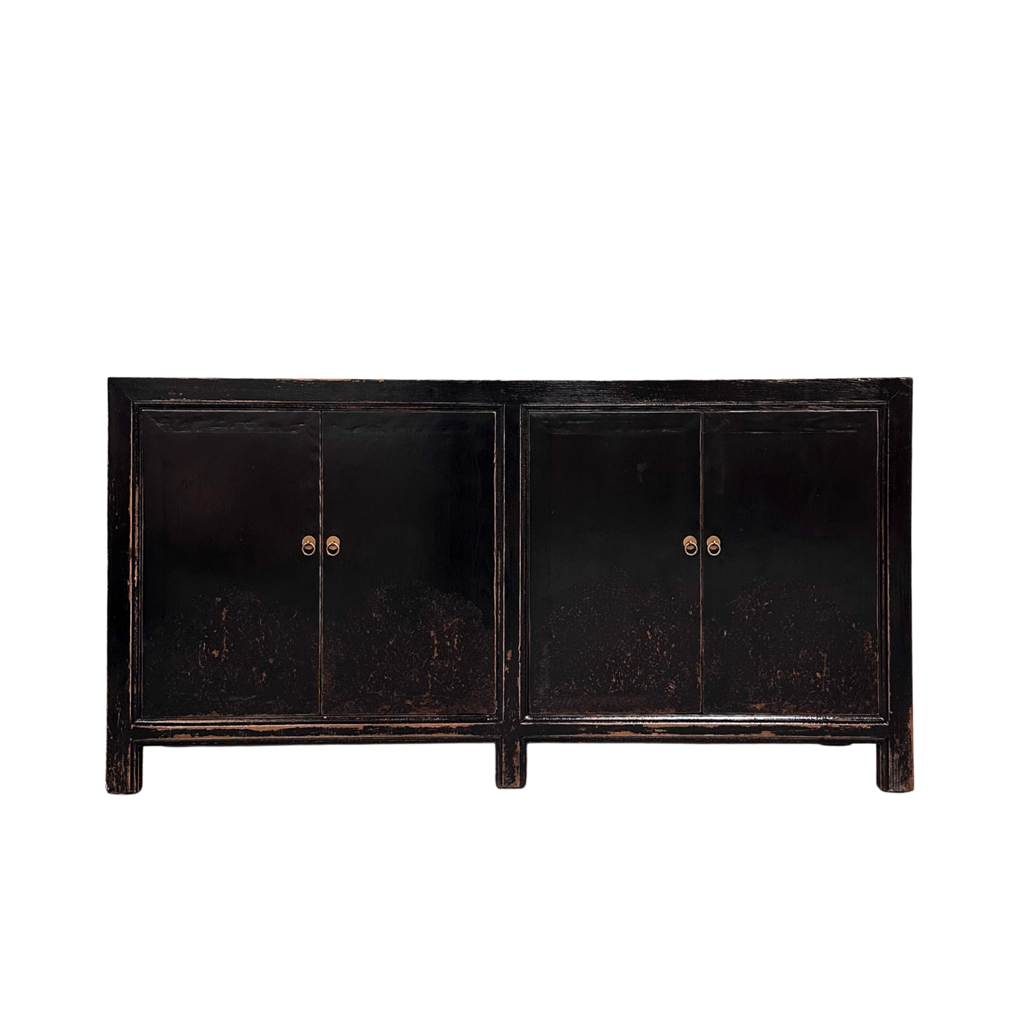 4 Door Cabinet | Distressed Black