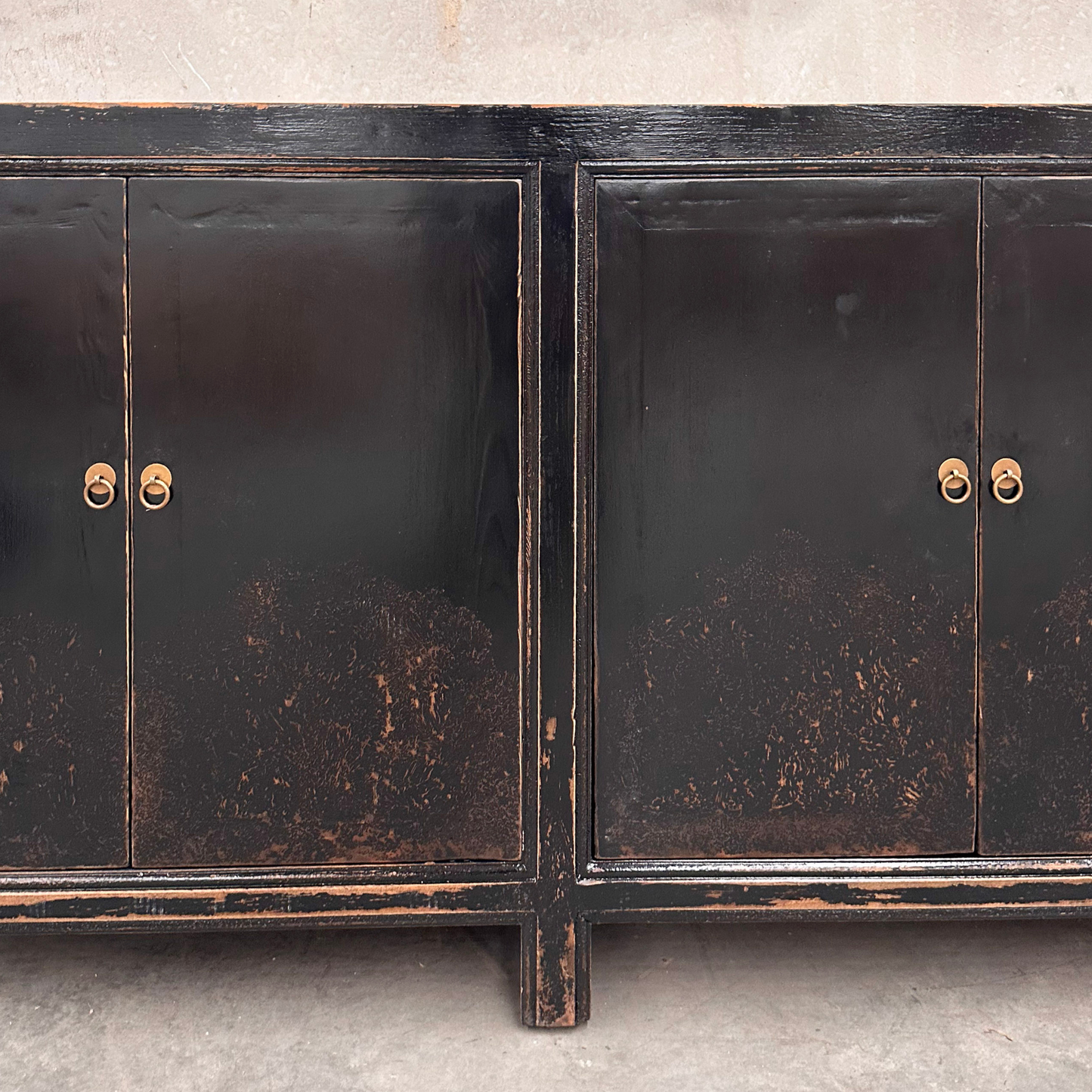 4 Door Cabinet | Distressed Black