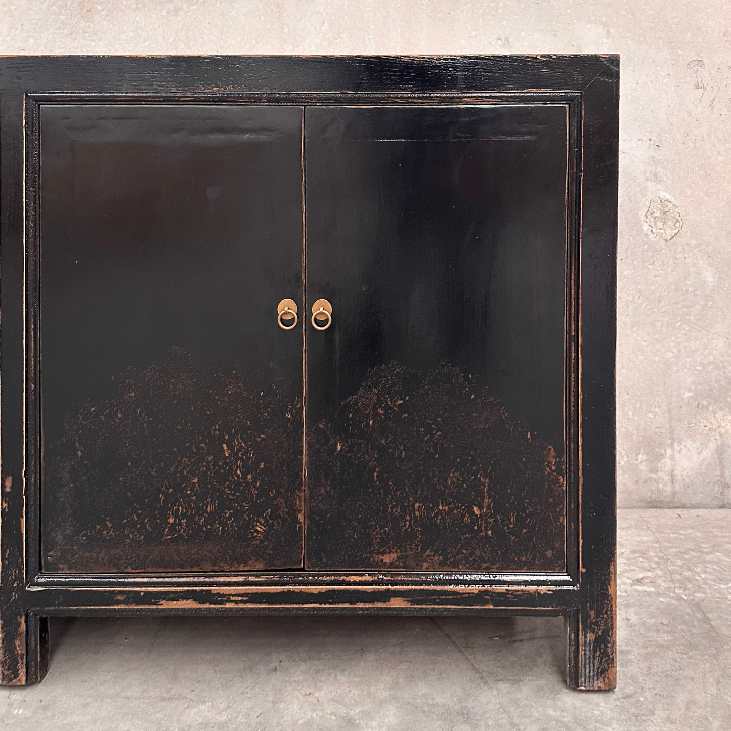 4 Door Cabinet | Distressed Black