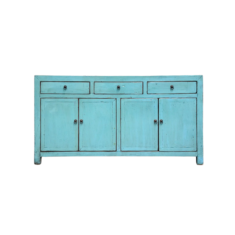 3 Drawer 4 Door Teal Buffet | Lacquered