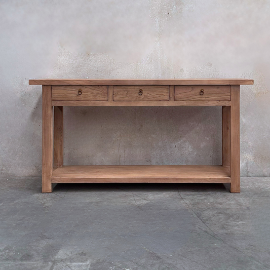 3 Drawer Console Overhang | Light Brown