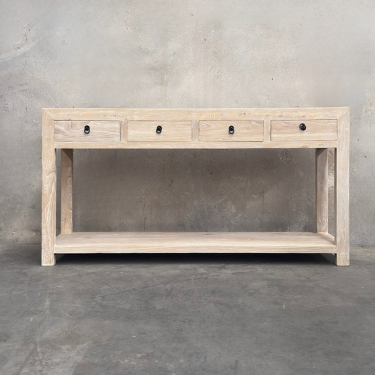 4 Drawer Console with Shelf | Ceruse