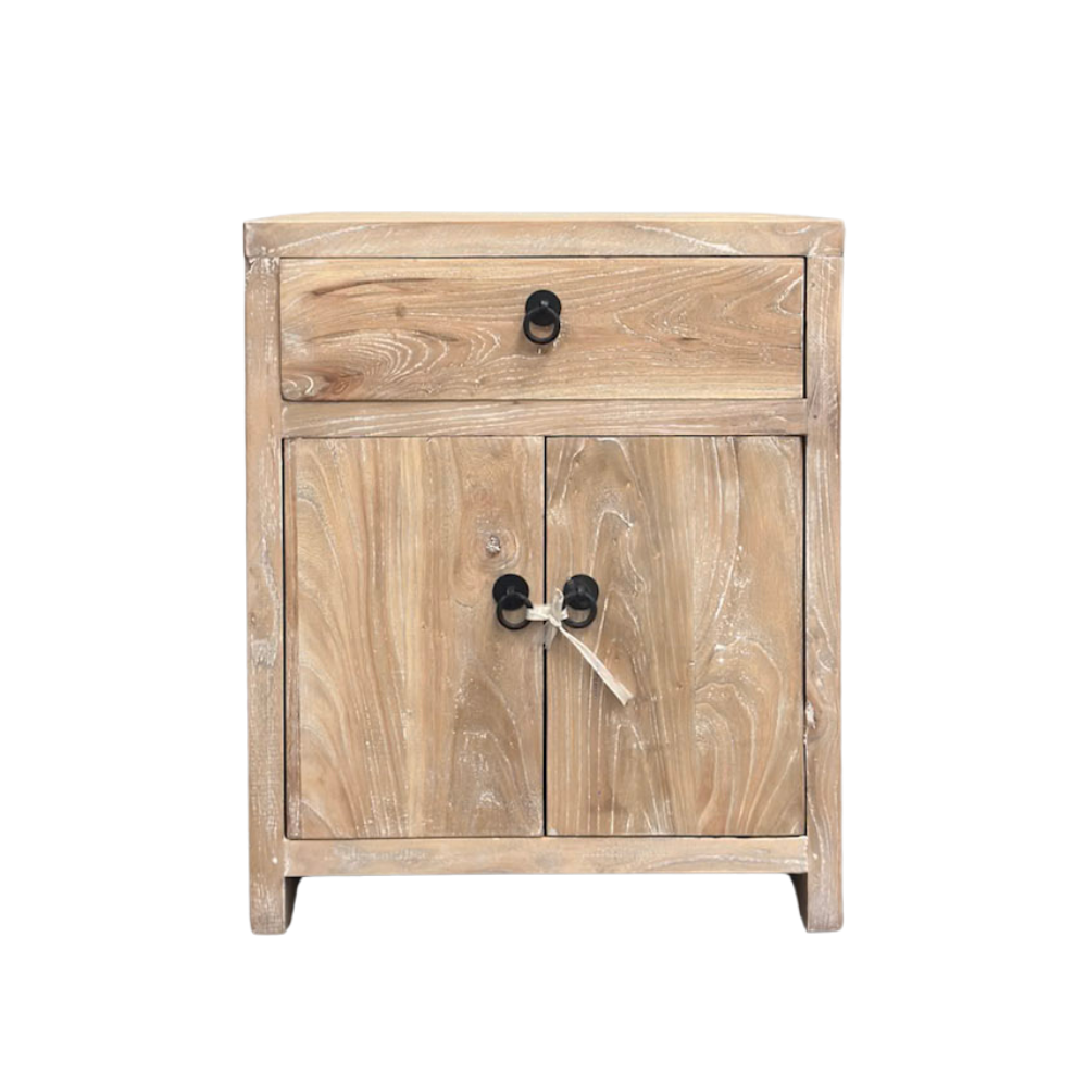 Reclaimed Timber Bedside 1 Drawer 2 Door | Ceruse