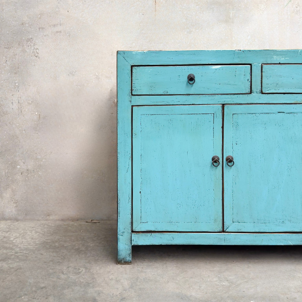 3 Drawer 4 Door Teal Buffet | Lacquered