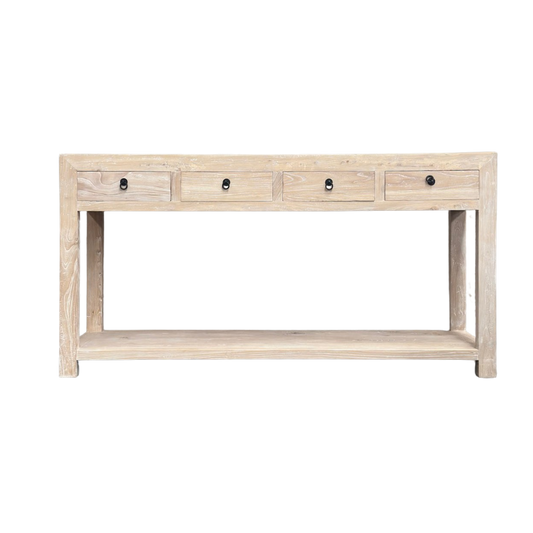 4 Drawer Console with Shelf | Ceruse