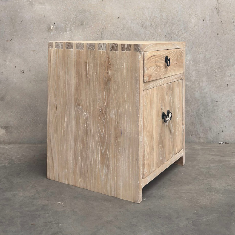 Reclaimed Timber Bedside 1 Drawer 2 Door | Ceruse
