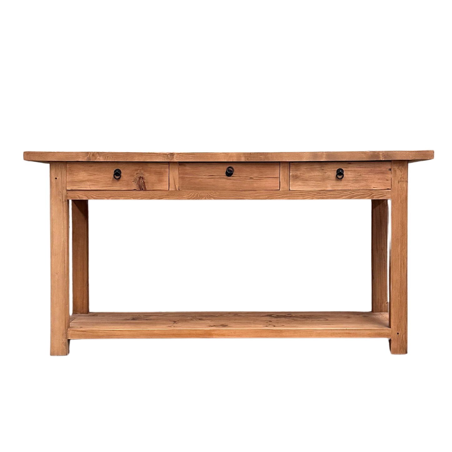 3 Drawer Console Overhang with Shelf | Rustic