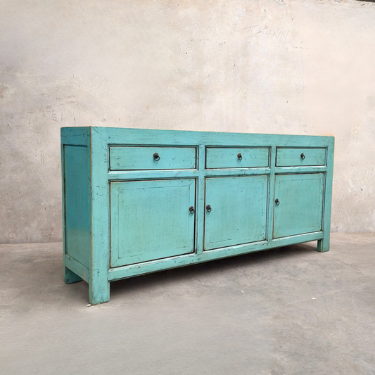 3 Drawer 3 Door Teal Buffet | Lacquered