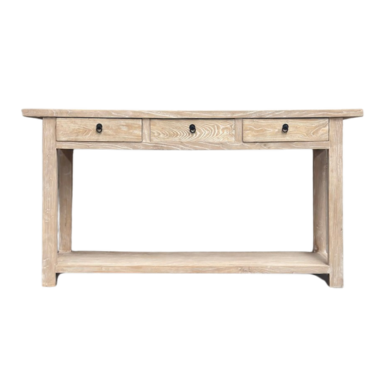 3 Drawer Console with Shelf Overhang | Ceruse