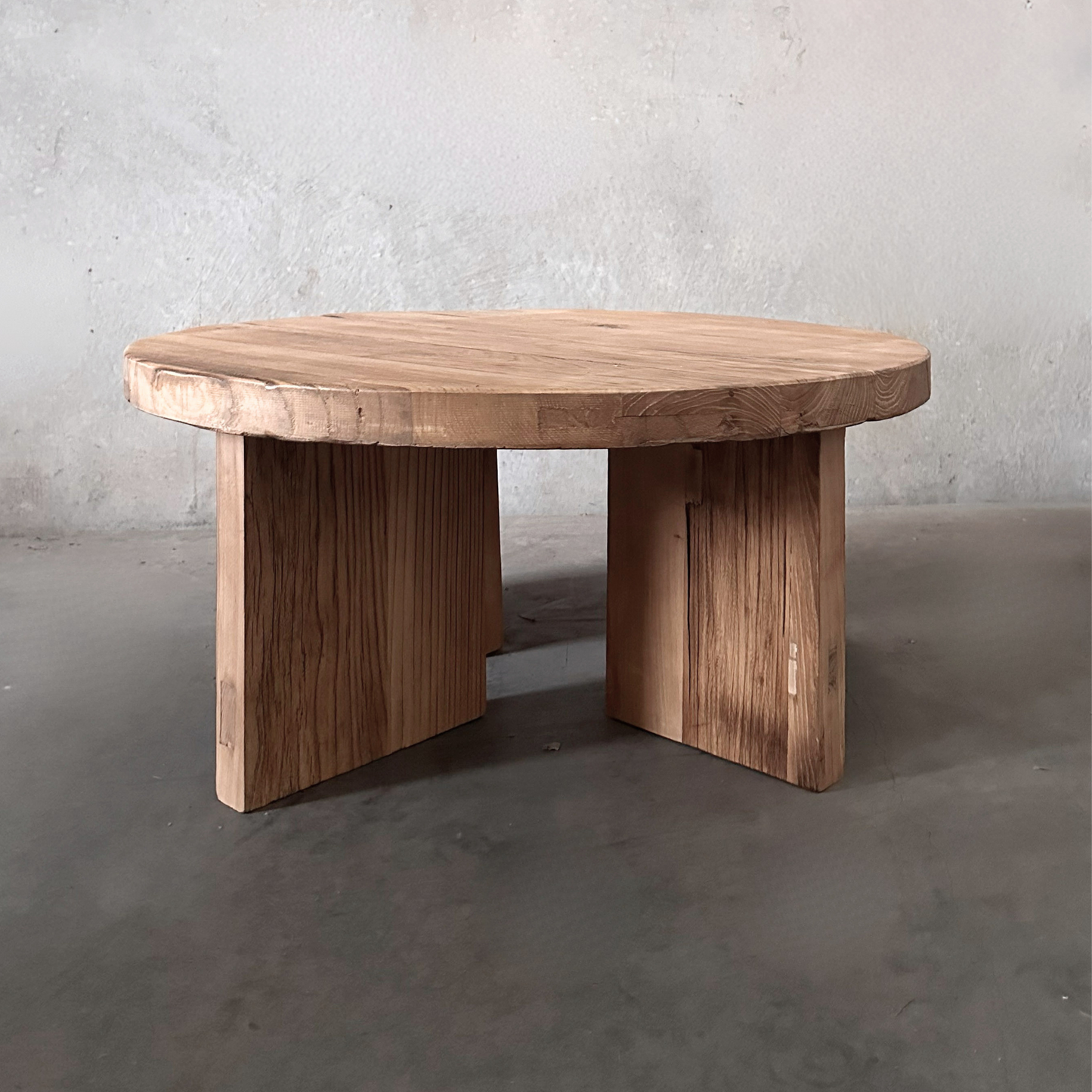Round Panelled Coffee Table (90) | Rustic
