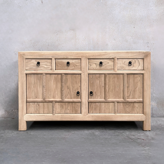 4 Drawer 2 Door Lattice Cabinet | Natural