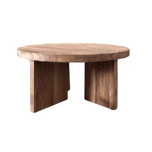 Round Panelled Coffee Table (90) | Rustic