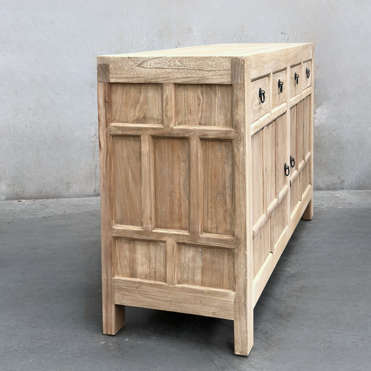 4 Drawer 2 Door Lattice Cabinet | Natural