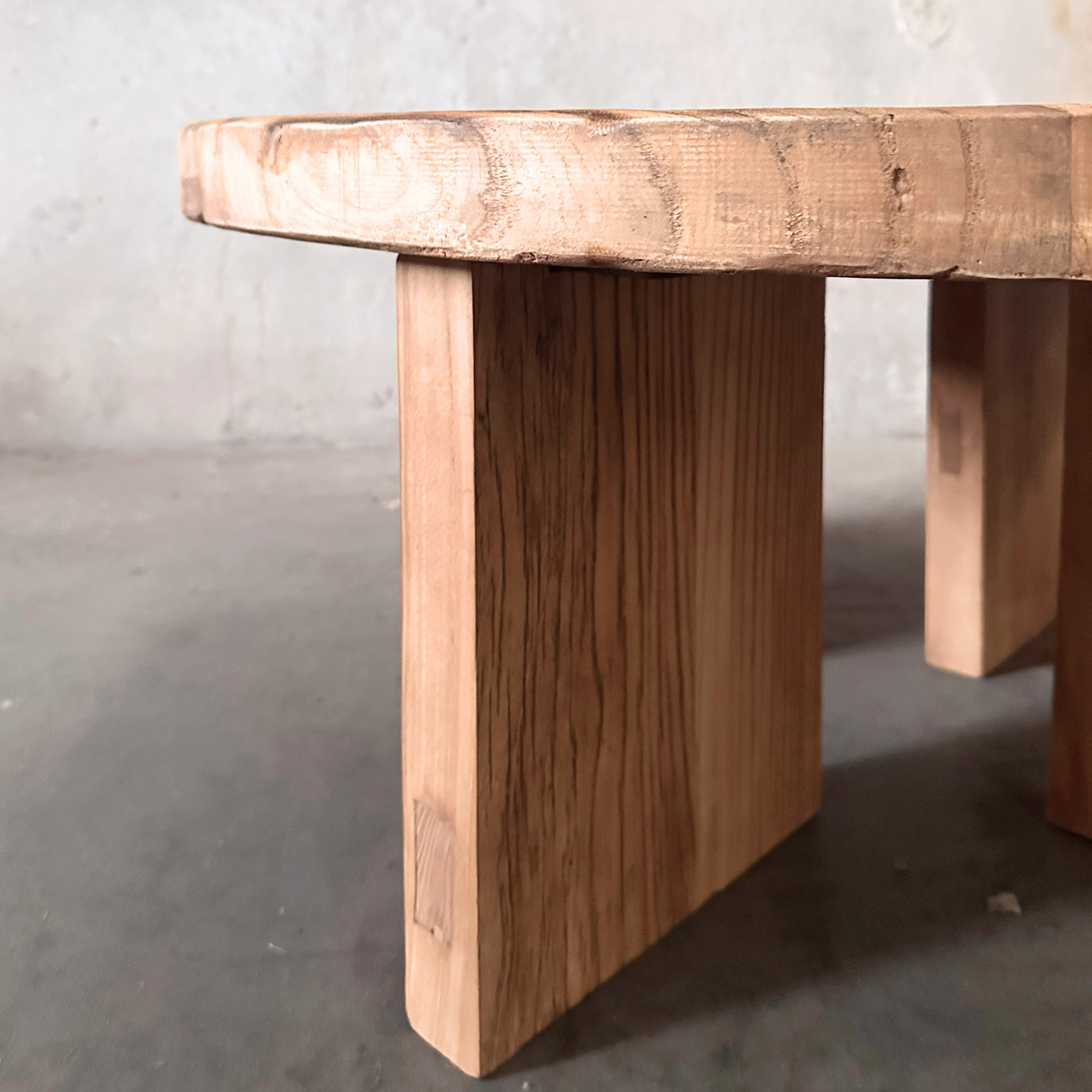 Round Panelled Coffee Table (90) | Rustic