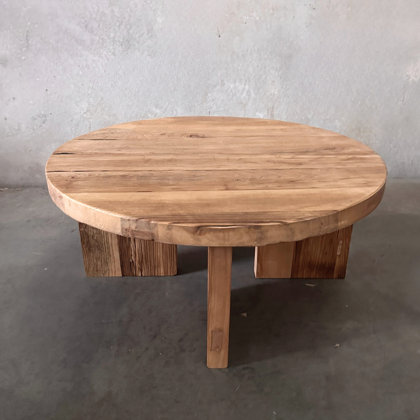 Round Panelled Coffee Table (90) | Rustic