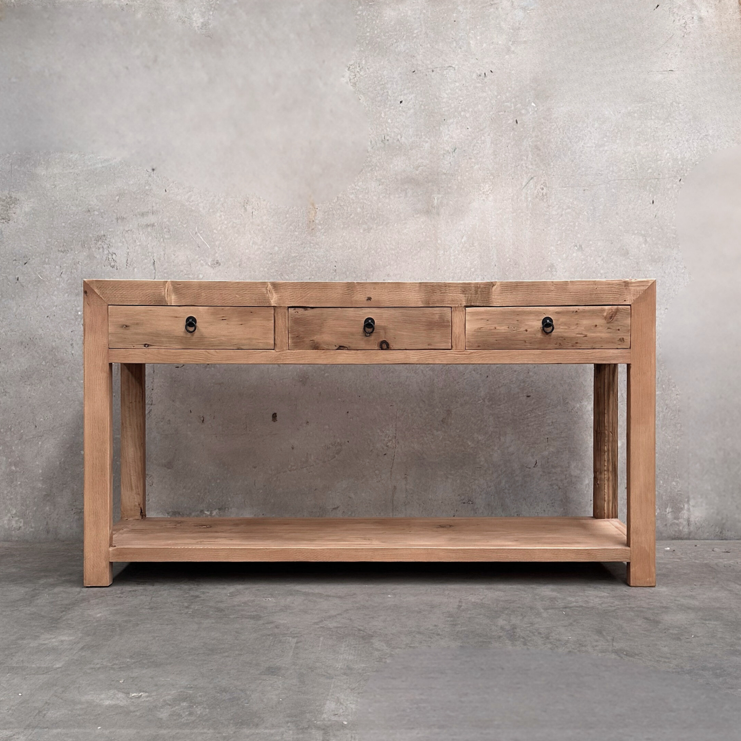 3 Drawer Console with Shelf | Rustic
