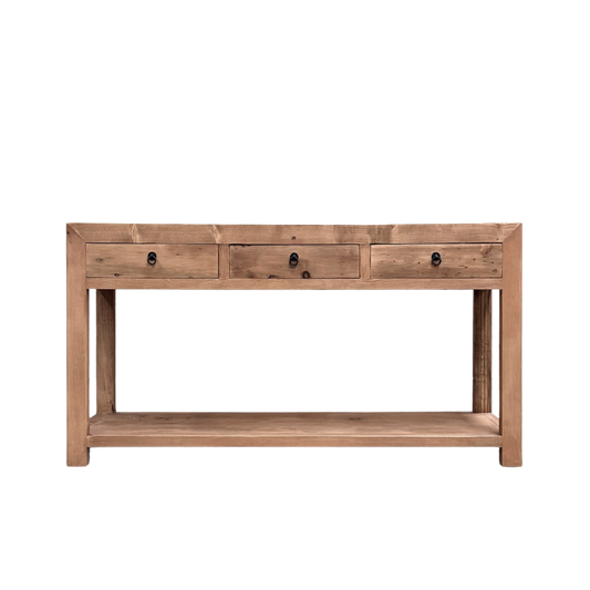 3 Drawer Console with Shelf | Rustic