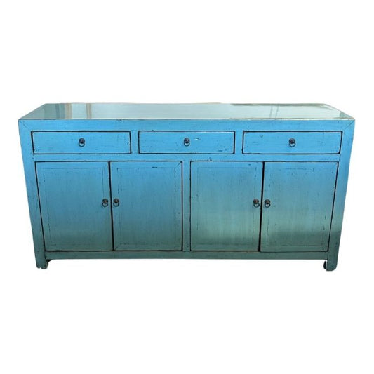 Lacquered Elm 3 Drawer 4 Door Buffet | Teal_Asian Tide_Wholesale Furniture Supplier